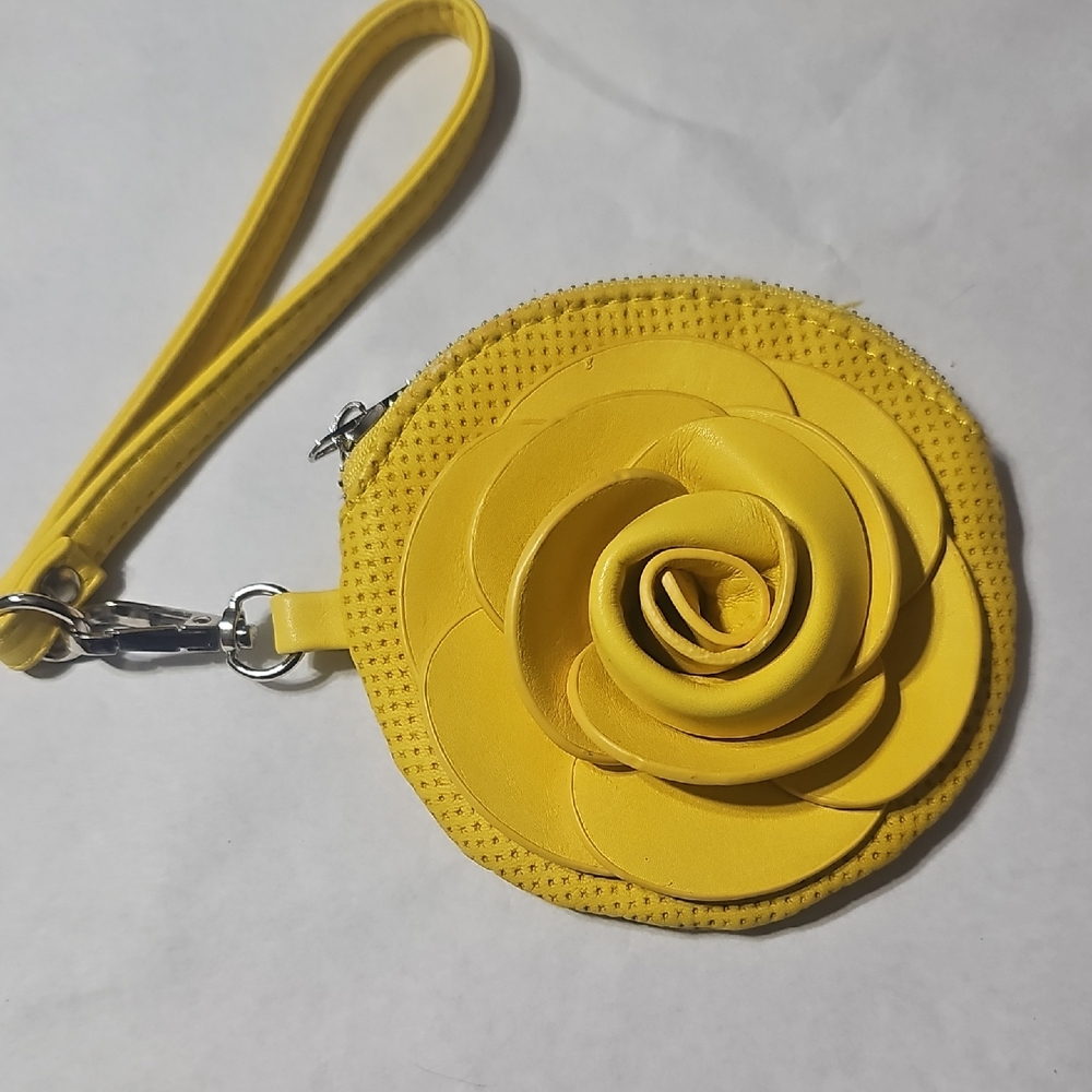 Yellow Floral Wristlet Clutch